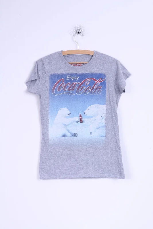 Women’s turtleneck tops for winter fashion -Coca Cola Womens M T- Shirt Cotton Grey bear Coca Cola Graphic