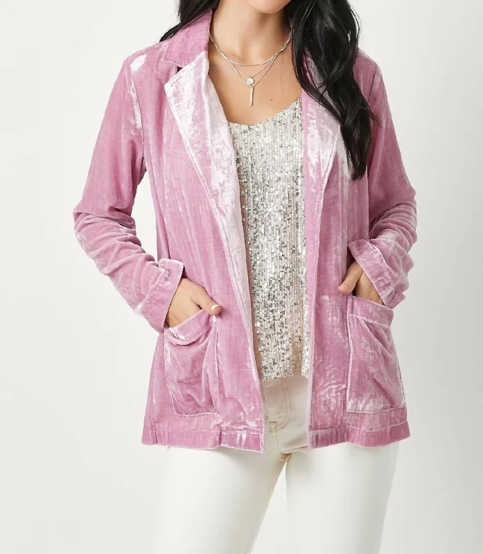 Women’s anorak jackets for functional style -Velvet Open Jacket In Lilac