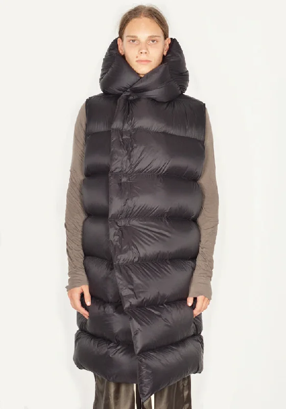 Women’s parka jackets for outdoor adventures -RICK OWENS MEN RU02C7999 NPD3 SLEEVELESS HOODED LINER COAT BLACK