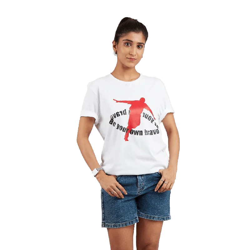 Women’s silk tops for elegant feel -djbravo47 Women’s White - Be Your Own Bravo T-shirt