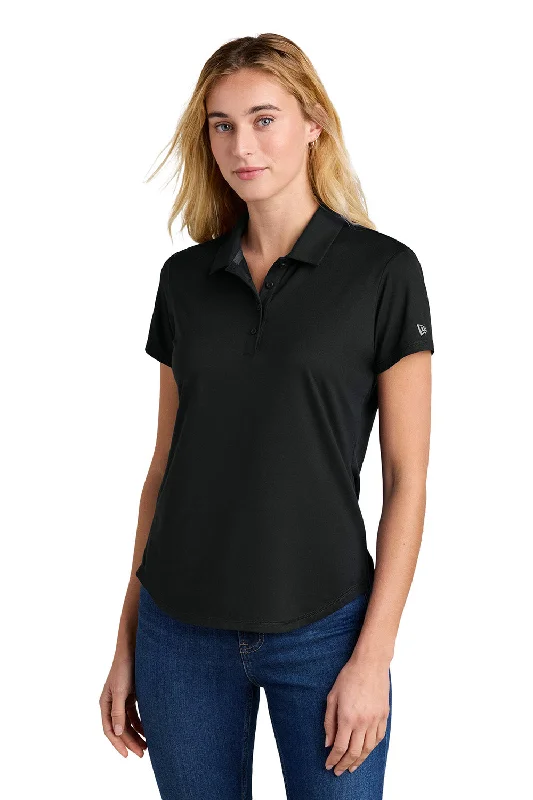 Women’s floral button-down tops for spring fashion -New Era Womens Power Moisture Wicking Short Sleeve Polo Shirt - Black - New