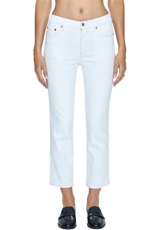 Women’s pleated pants for sophisticated look -Monroe Crop Jeans In Le Blanc