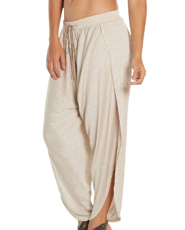 Women’s drawstring pants for laid-back style -Women's Corbel Harem Pants In Taupe