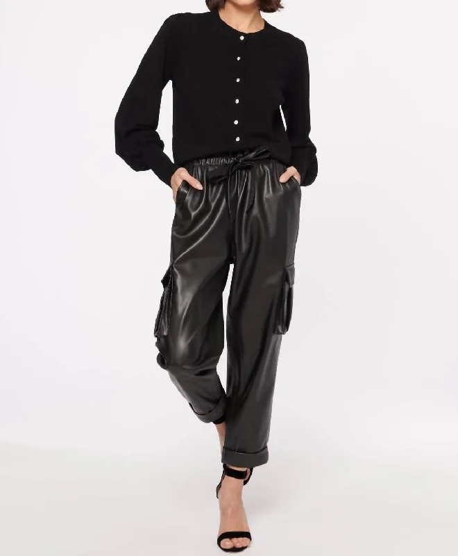 Women’s tapered trousers for modern fit -Addy Vegan Leather Pant In Black