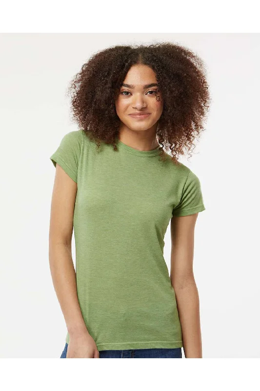 Women’s halter neck tops for elegant style -Tultex Womens Poly-Rich Short Sleeve Crewneck T-Shirt - Heather Green