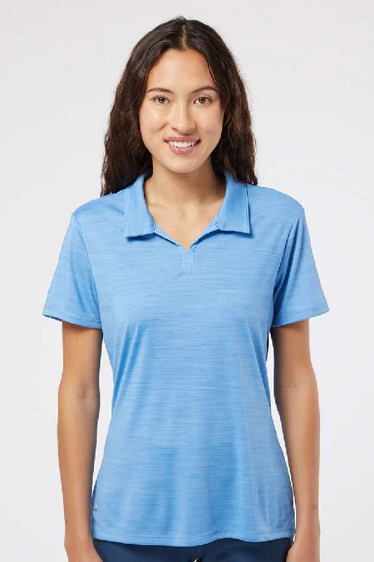 Women’s cold-shoulder tops for trendy vibes -Adidas Womens UPF 50+ Short Sleeve Polo Shirt - Lucky Blue Melange - Closeout