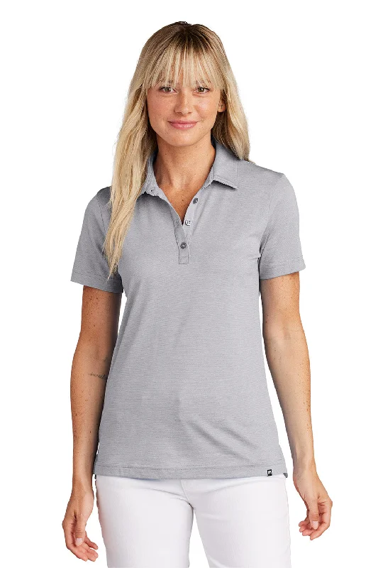 Women’s chiffon tops for airy, light feel -TravisMathew Womens Sunnyvale Wrinkle Resistant Short Sleeve Polo Shirt - Heather Light Grey - New