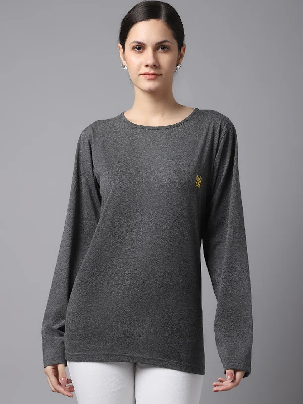 Women’s hoodie tops for cozy and casual look -Vimal Jonney Cotton Anthracite FullSleeve T-Shirt For Women