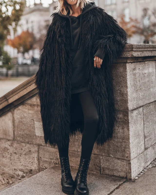 Women’s cardigan jackets for cozy style -The Black Fluffy Coat