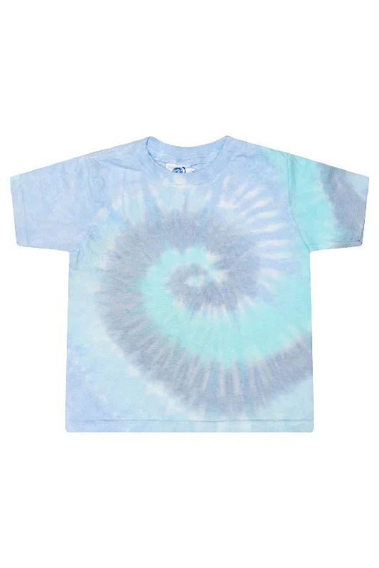 Women’s casual v-neck tees for everyday wear -Tie-Dye Womens Cropped Short Sleeve Crewneck T-Shirt - Lagoon