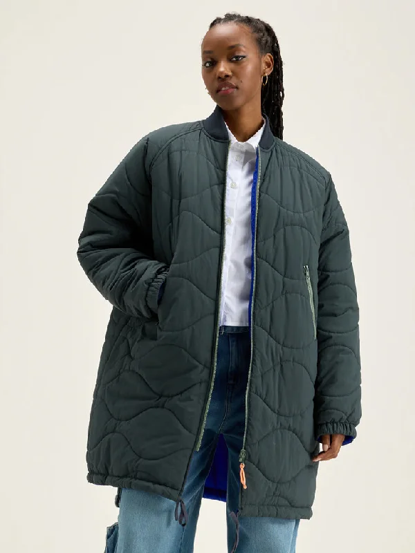 Women’s long coats for full coverage -Bellerose Helse Quilted Coat in Acier