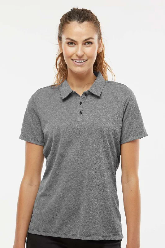 Women’s casual tops for everyday wear -Adidas Womens Heathered Short Sleeve Polo Shirt - Black Melange