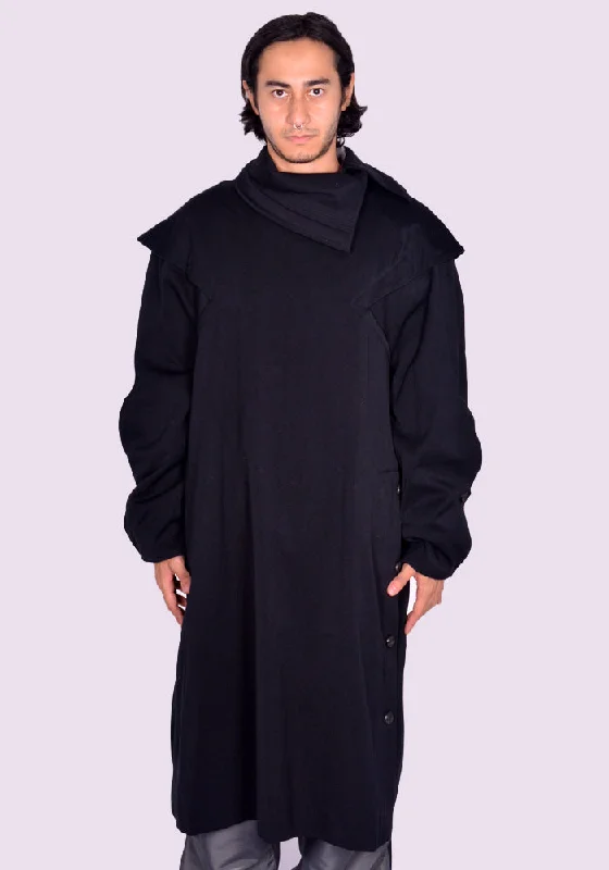 Women’s wool coats for winter elegance -KIKO KOSTADINOV MEN KKAW24C01-60 BENDIX COAT RAVEN BLACK (New season FW24)