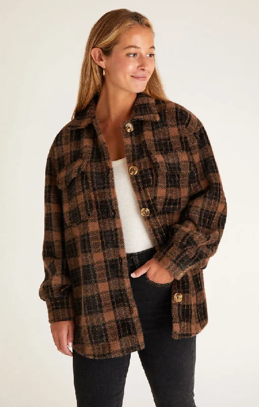 Women’s oversized denim jackets for relaxed fit -Plaid Tucker Jacket