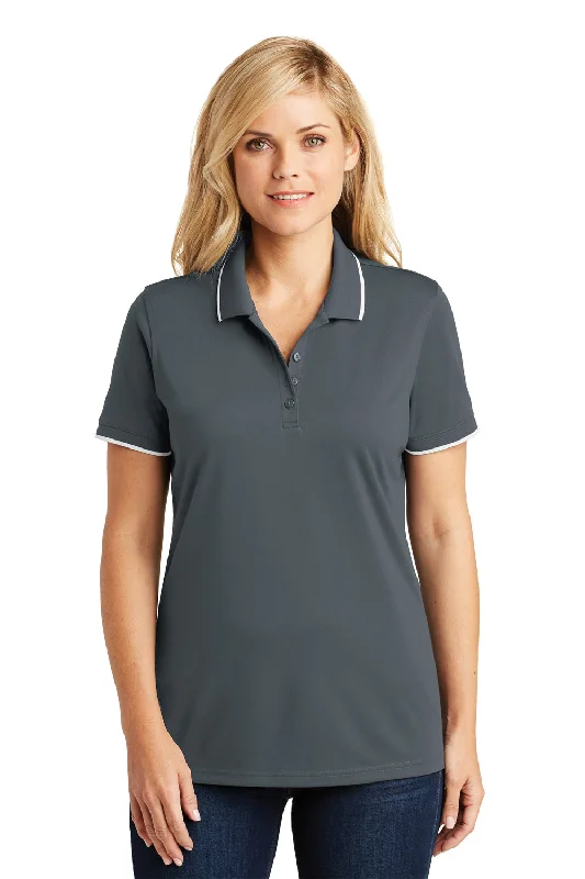 Women’s satin camisole tops for silky comfort -Port Authority Womens Dry Zone Moisture Wicking Short Sleeve Polo Shirt - Graphite Grey/White - Closeout