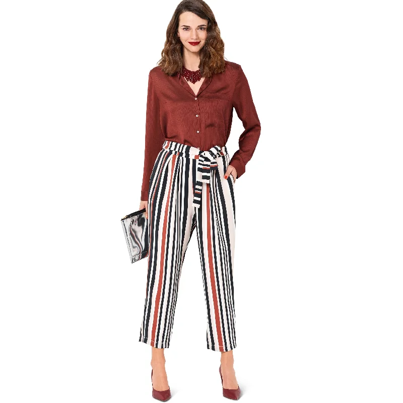 Women’s plaid pants for preppy fashion -Burda Trousers 6110