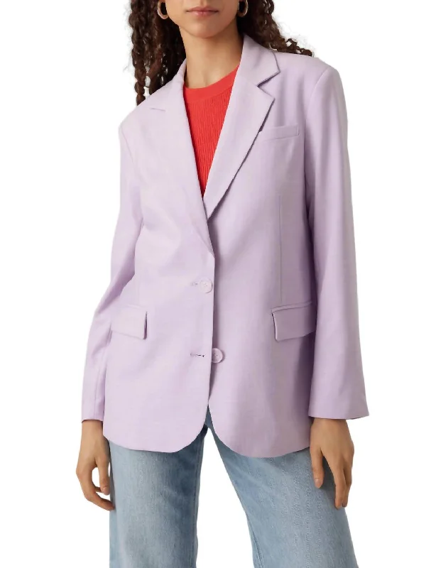 Women’s oversized jackets for relaxed fit -Thuytroian Long Sleeve Classic Blazer In Orchid Bloom