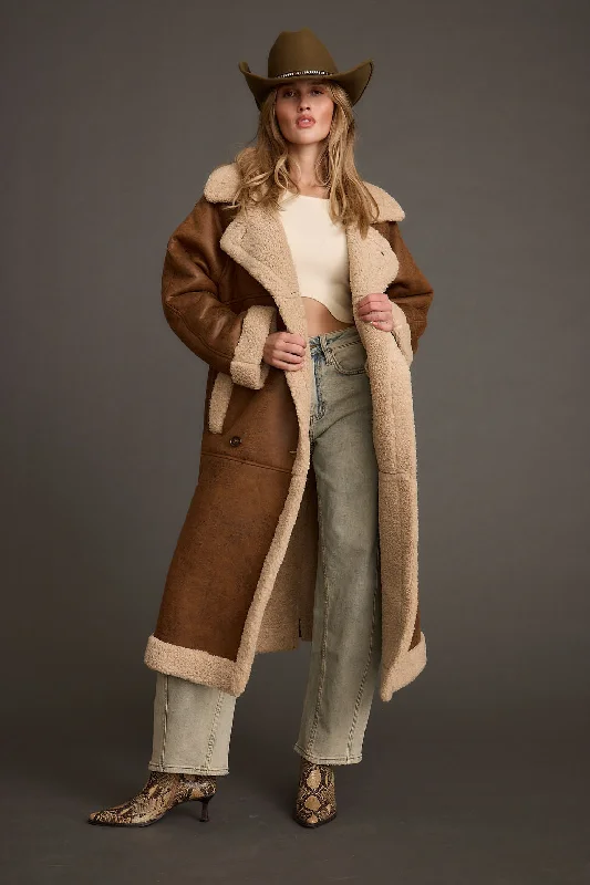 Women’s statement jackets for standout fashion -Livingston Brown Sherpa Coat