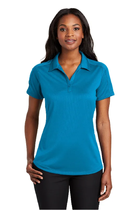 Women’s fitted blouse tops for professional style -Port Authority Womens Moisture Wicking Short Sleeve Polo Shirt - Blue Wake