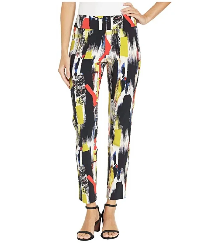 Women’s sleek leather trousers for night out -Abstract Pull On Pant In Multi