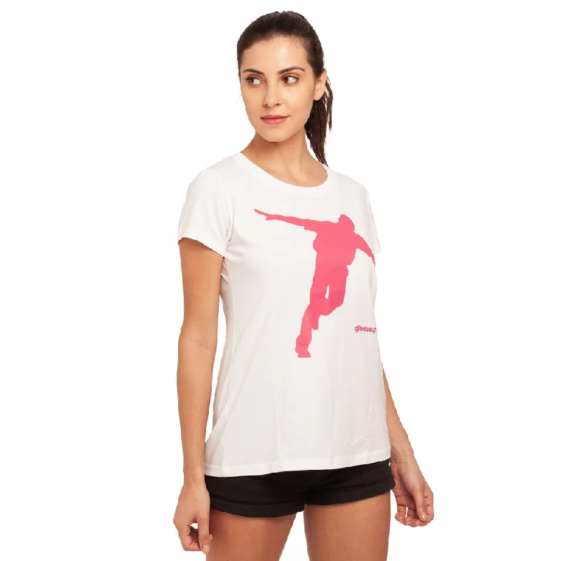 Women’s printed t-shirts for bold looks -djbravo47 Women's White - Celebration Pink T-shirt