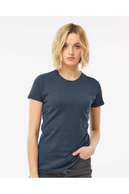 Women’s casual v-neck tees for everyday wear -Tultex Womens Fine Jersey Slim Fit Short Sleeve Crewneck T-Shirt - Indigo Blue