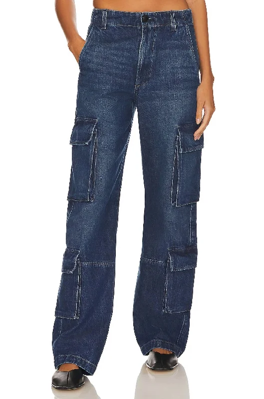 Women’s bell-bottom pants for retro style -Delena Denim Cargo Jean In Alma