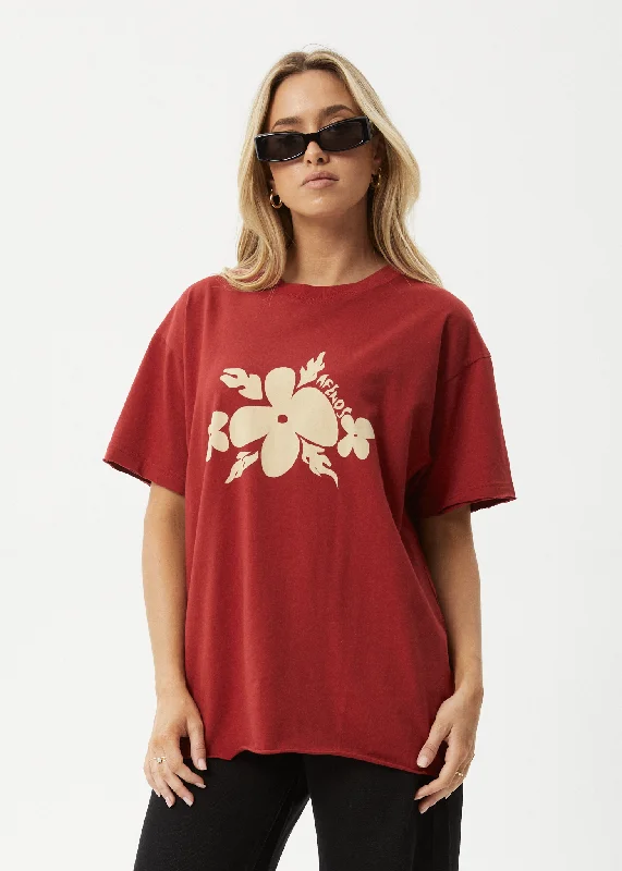 Women’s mesh tops for breathable comfort -AFENDS Womens Island - Oversized T-Shirt - Ketchup