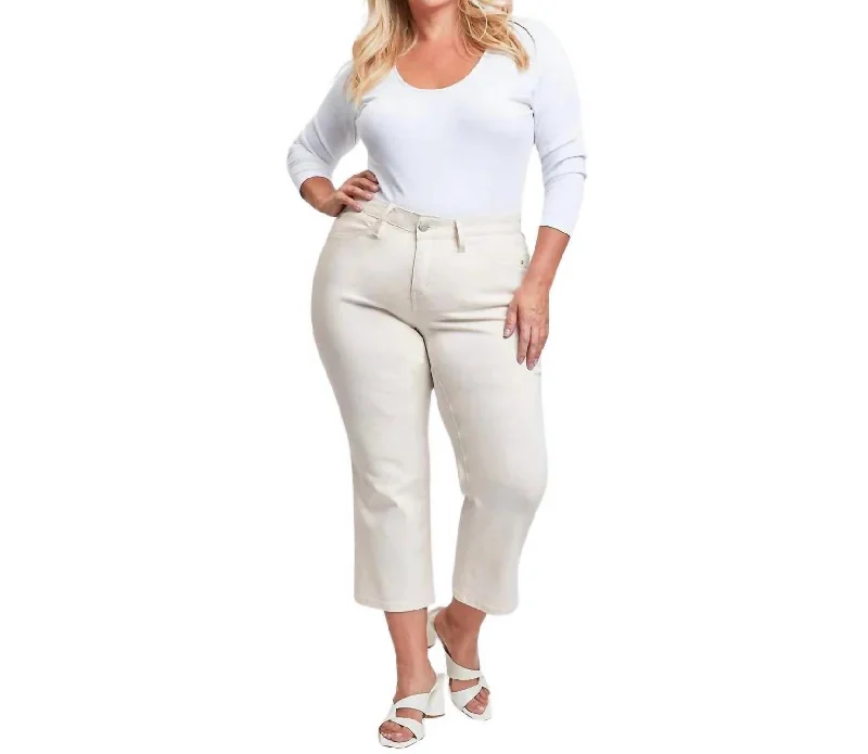 Women’s high-rise pants for waist-defining fit -Mid-Rise Wide Leg Cropped Pants In Gardenia