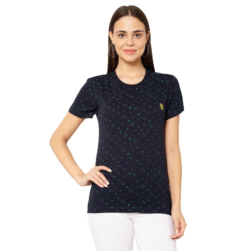 Women’s chiffon tops for airy, light feel -Vimal Jonney Dark Blue Color T-shirt For Women