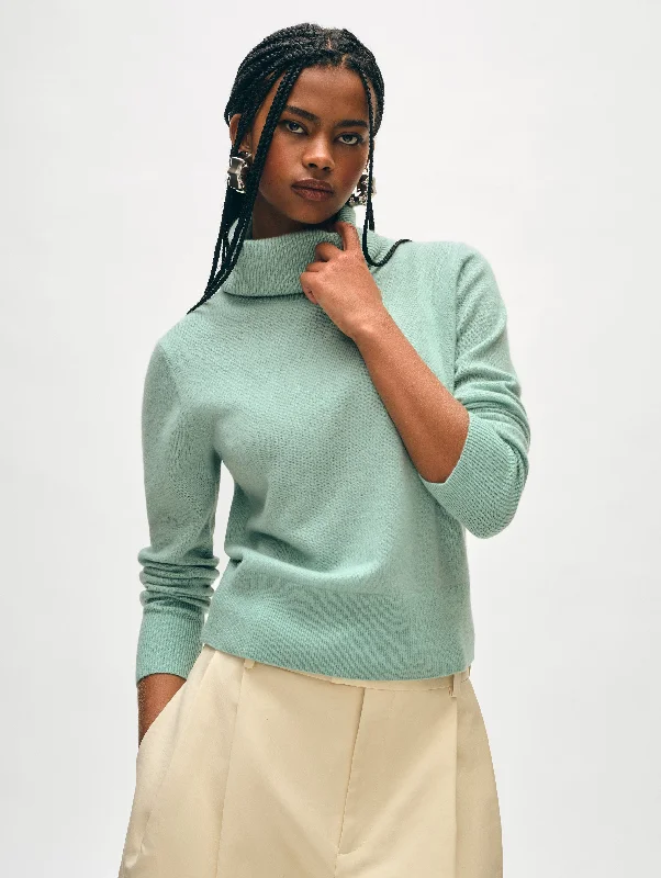 Women’s polo tops for preppy style -Cashmere Turtleneck