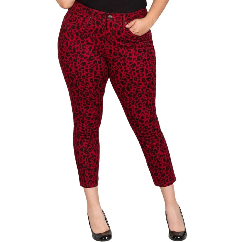 Women’s printed leggings for bold fashion -Leopard Print Jeans In Red