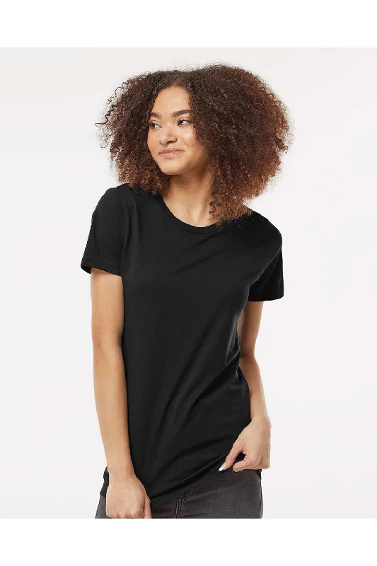 Women’s boatneck blouses for elegant look -Tultex Womens Premium Short Sleeve Crewneck T-Shirt - Black - Closeout