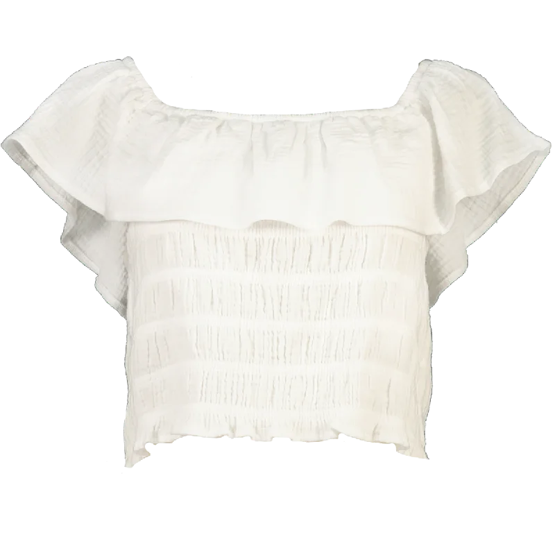 Women’s linen tops for lightweight summer style -White Blouse