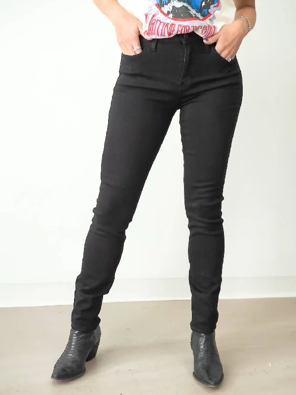 Women’s mid-rise jeans for casual chic -Longer Length Slim Straight Jean In Black