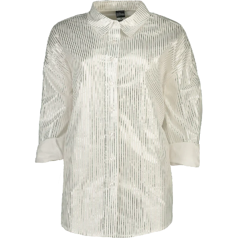 Women’s ribbed tops for textured look -Glamour Button Up Smart Shirt