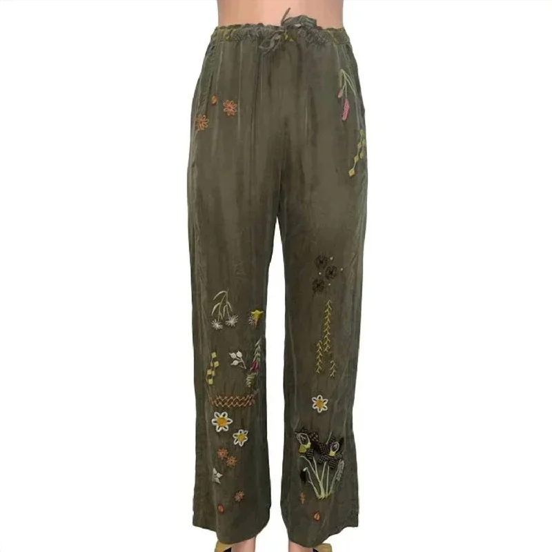 Women’s faux suede pants for soft texture -Perla Pants In Vintage Green