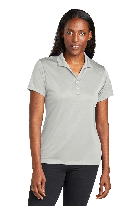 Women’s velvet tops for luxury fashion -Sport-Tek Womens Moisture Wicking Re-Compete Short Sleeve Polo Shirt - Silver Grey - New