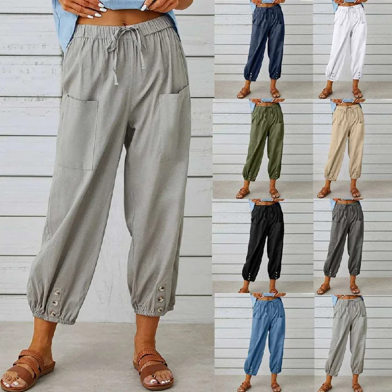 Women’s sweatpants for lounging at home -Women Drawstring Tie Pants