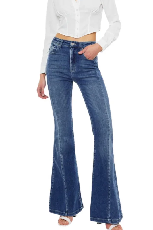 Women’s straight-leg jeans for classic look -Nicole Denim Flare Jeans In Medium Wash