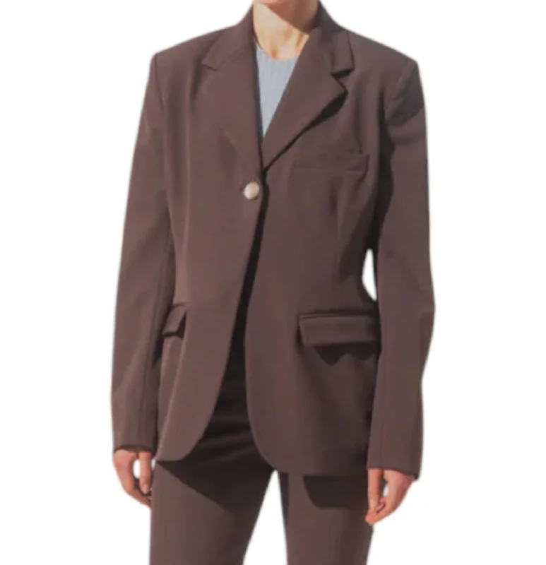 Women’s utility jackets for functional fashion -Single Button Blazer In Espresso