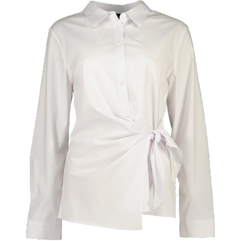 Women’s blouses for office attire -Button Up Smart Wrap Formal Shirt