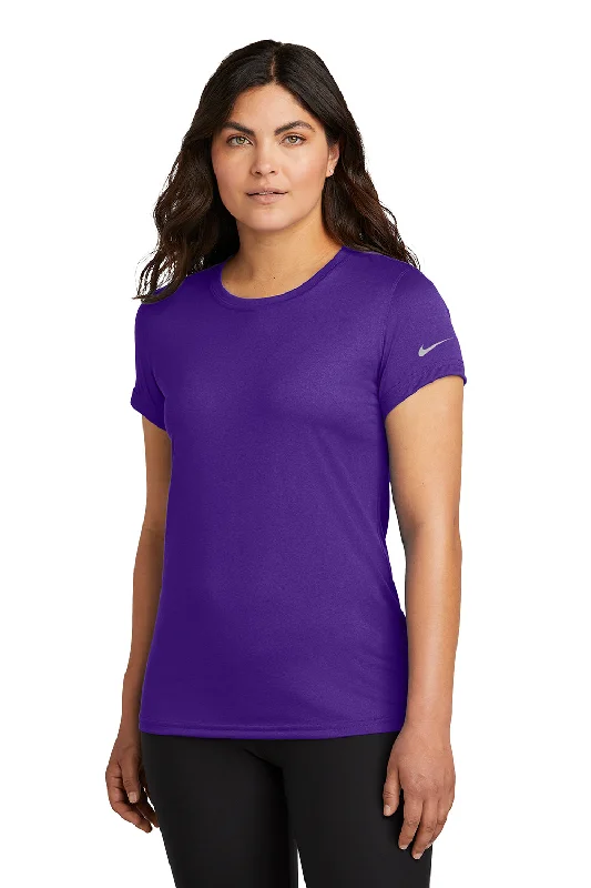 Women’s fleece hoodie tops for winter warmth -Nike Womens rLegend Dri-Fit Moisture Wicking Short Sleeve Crewneck T-Shirt - Court Purple