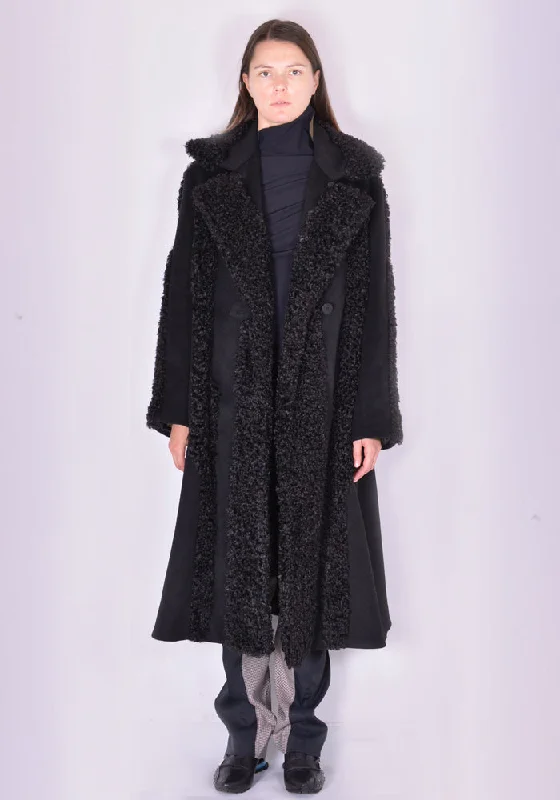 Women’s fur-lined jackets for luxurious warmth -KIKO KOSTADINOV KKWAW21C04 CHARLOTTE DETACHABLE COLLAR COAT BLACK