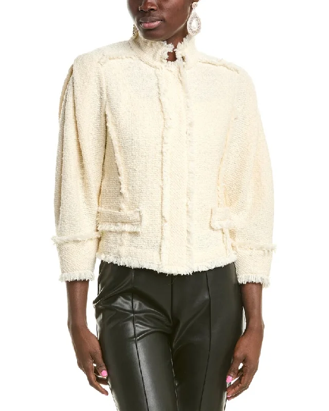 Women’s faux-fur lined jackets for cozy look -Alberta Ferretti Wool & Silk-Blend Tweed Jacket