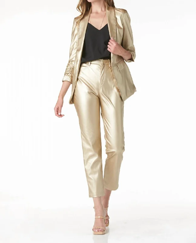 Women’s oversized jackets for relaxed fit -Kia Blazer In Metallic Gold