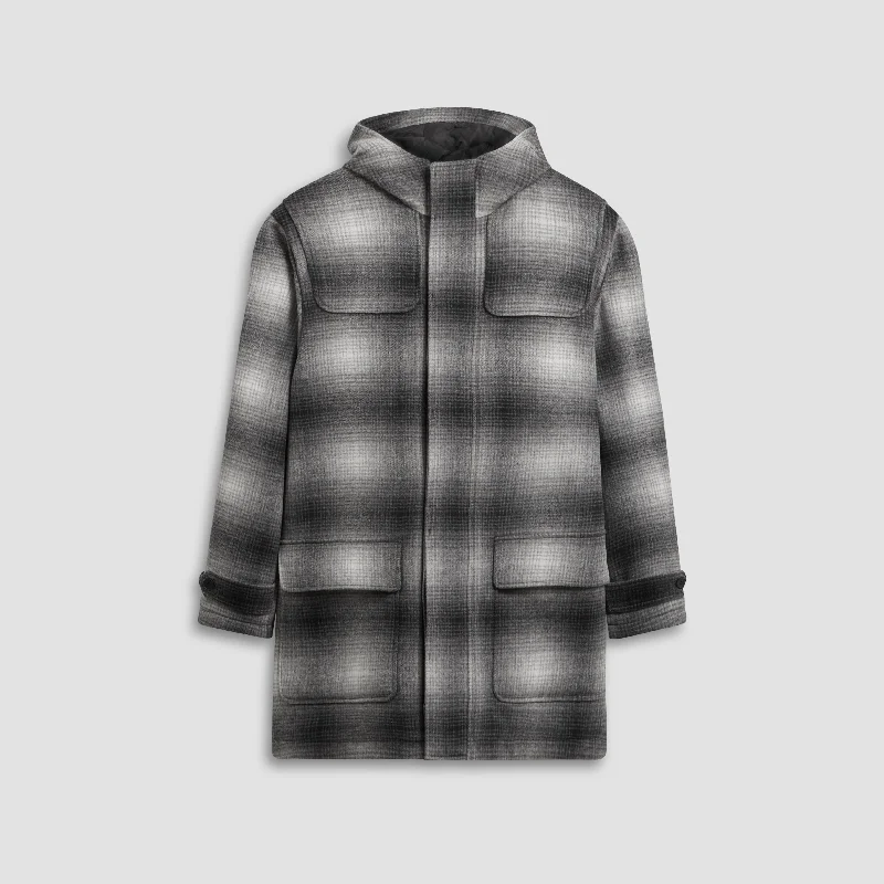 Women’s bomber jackets for casual chic -Plaid Car Coat With Hood