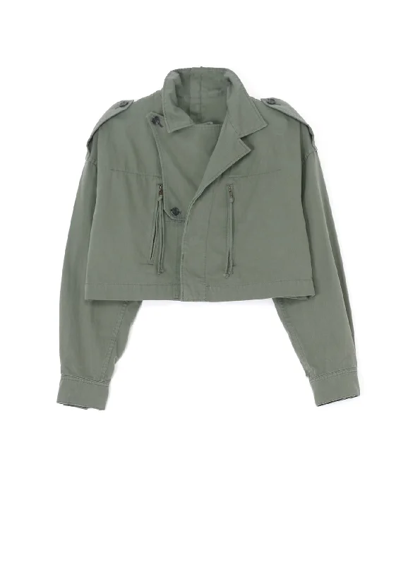 Women’s casual jackets for everyday style -MILITARY TWILL ARMY SHORT JACKET