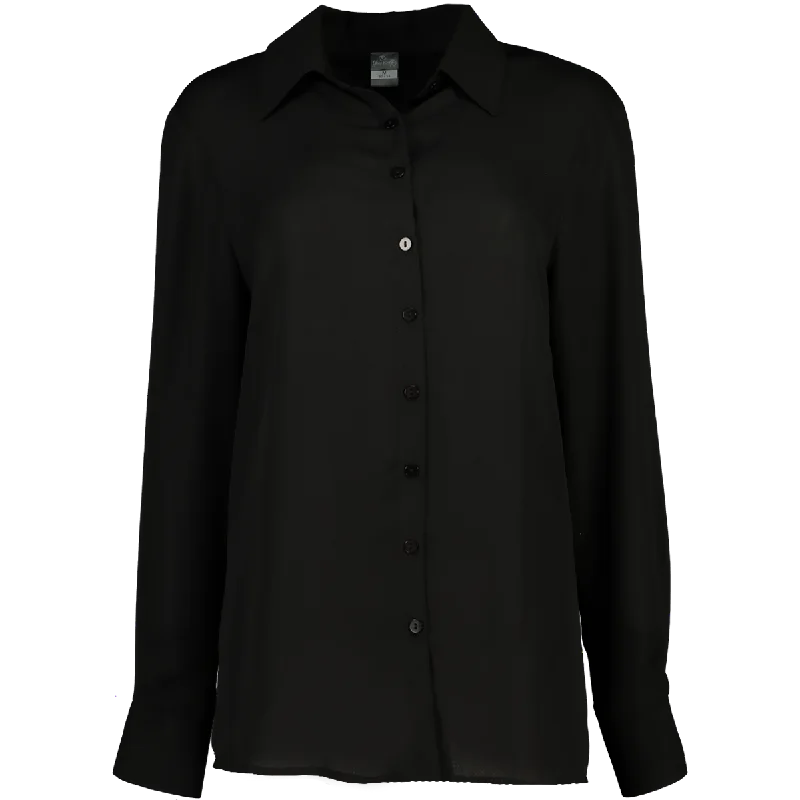 Women’s high-neck tops for stylish warmth -Smart Button Up Shirt Black