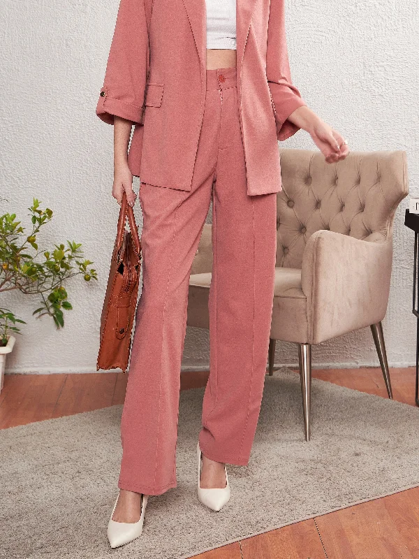 Women’s lounge pants for comfortable home wear -Women Peach Front Darted Pants